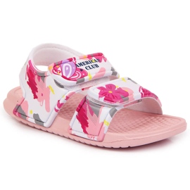 Sandálias de espuma de velcro rosa American Club para meninas