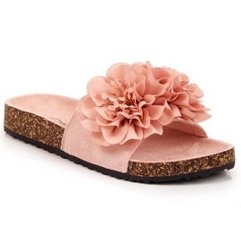 Chinelos rosa de mulher com flores eVento