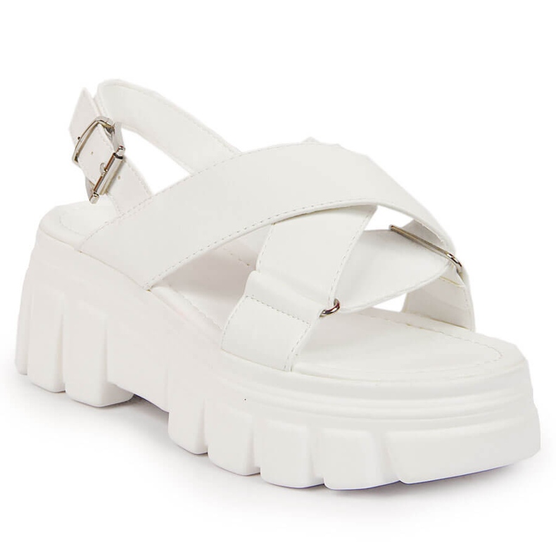 Sandálias femininas na plataforma branca Jezzi branco