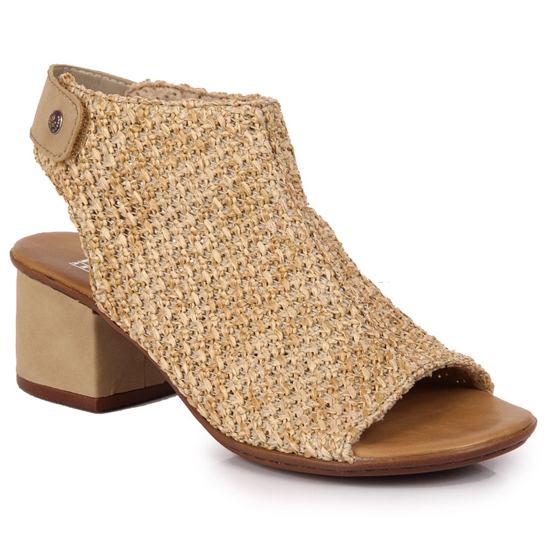 Sandália feminina trançada bege Rieker 64670-60