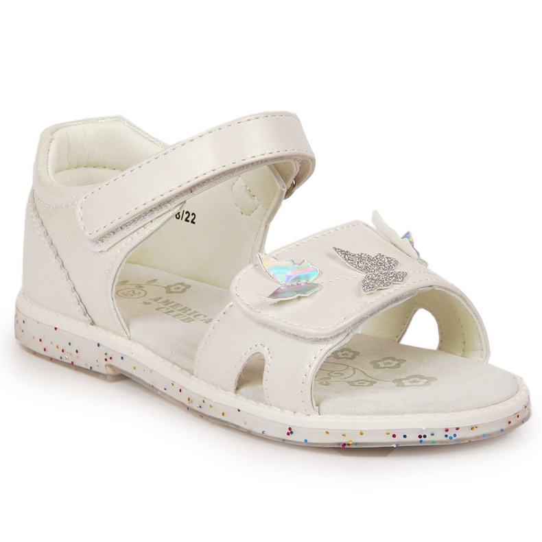 Sandálias brancas de velcro American Club para menina branco