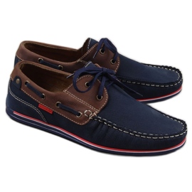 Mocassins casuais masculinos de couro azul marinho Gregor azul-marinho