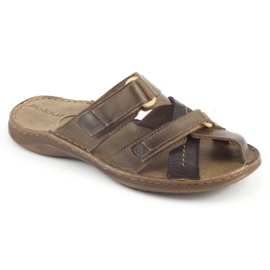 Polbut Chinelos de couro masculino SA06 / 2 marrom