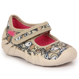 Chinelos bailarina com velcro bege Jr. Befado