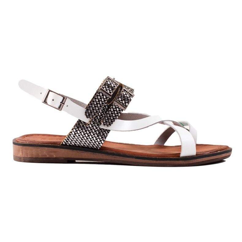 W. Potocki Sandálias de couro estilosas branco