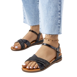 Sandália preta com zircônias Desfile preto