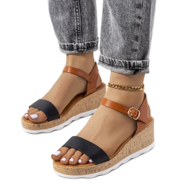 Sandália de cunha preta Taylah castanho