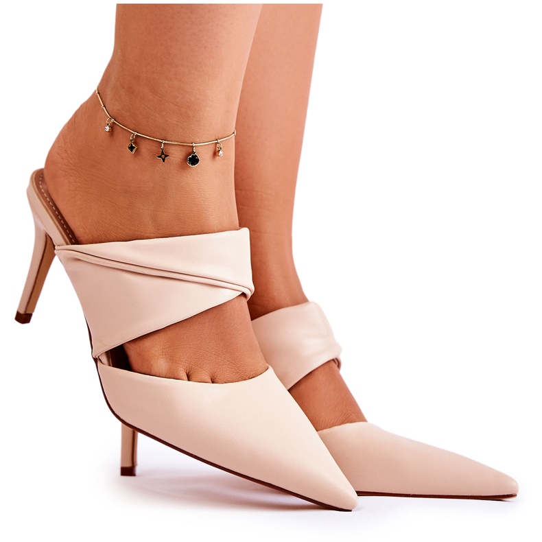 PS1 Chinelos de couro de salto alto Aveline bege