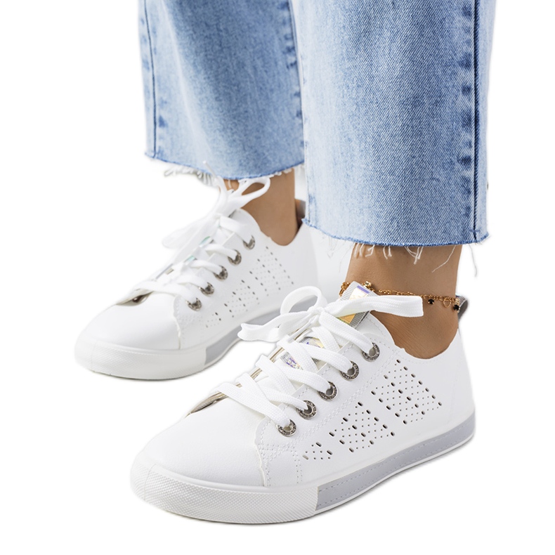 Tênis feminino Impi branco e cinza