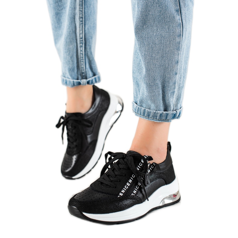 Goodin Tênis de couro com zíper preto