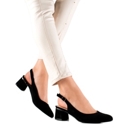 Goodin Bombas de camurça com salto aberto preto