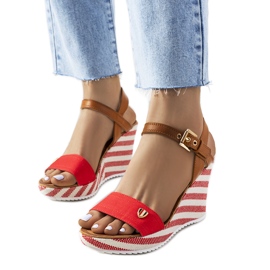 Alpargatas vermelhas na cunha Storey castanho vermelho