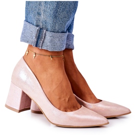 Lewski Shoes Bombas de cetim com sapatos Lewski padrão animal 2801 rosa