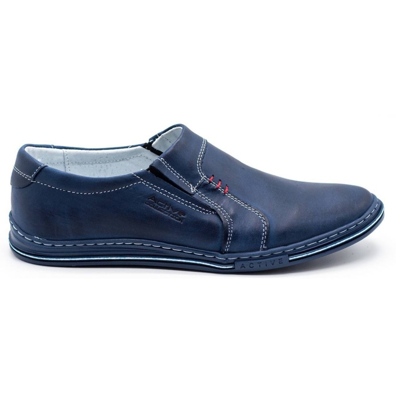 Polbut Sapatos de couro masculino 334 azul marinho