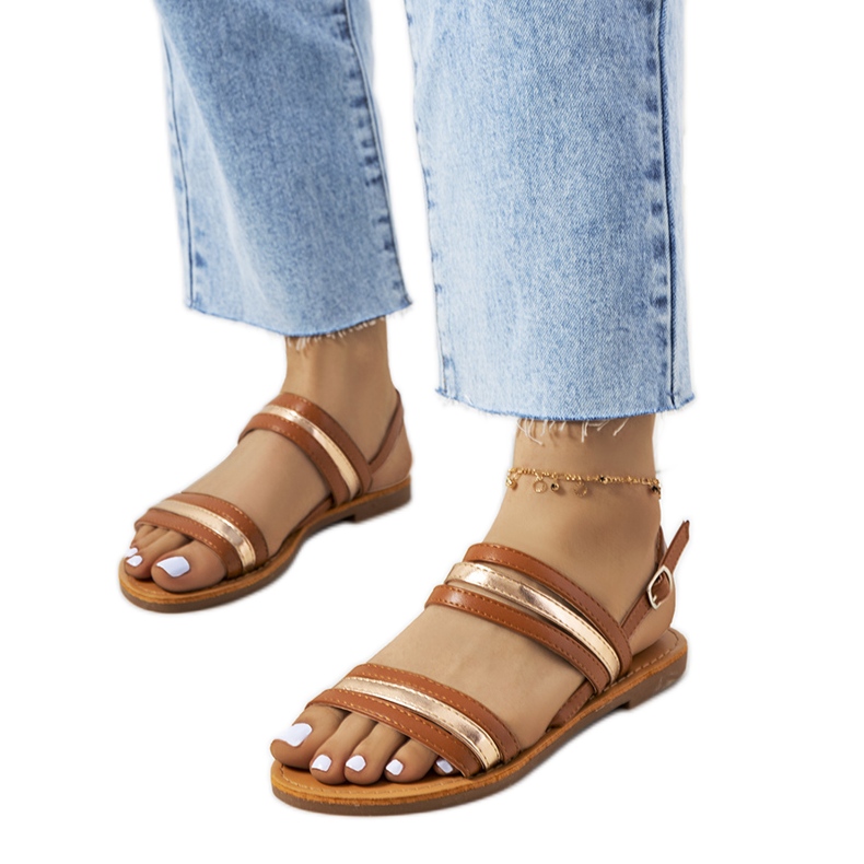 Sandálias femininas marrom Hibbins castanho dourado