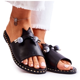 Vinceza Chinelos femininos clássicos com laço preto Cassia