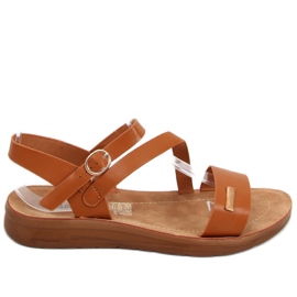 Sandálias femininas Leaf Camel marrom