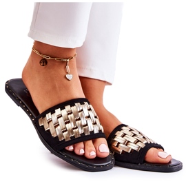 S.Barski Chinelos femininos de couro com salto plano preto Hollis S.Barski Chinelos femininos de couro com salto plano preto Hollis