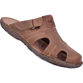 Kampol Chinelos de couro masculino 217 / 22KAM marrom