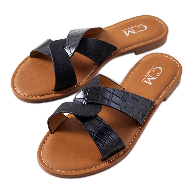 Chinelos Dinka pretos elegantes