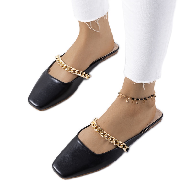 Chinelos elegantes pretos Baras