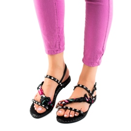 Cm Paris Sandálias elegantes com zircônia cúbica preto