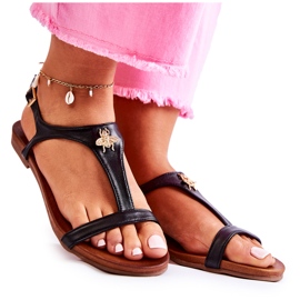 S.Barski Sandálias femininas confortáveis ​​com decoração Sabrine preta preto