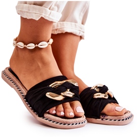 FK1 Chinelos de camurça com corrente decorativa preta Louie preto