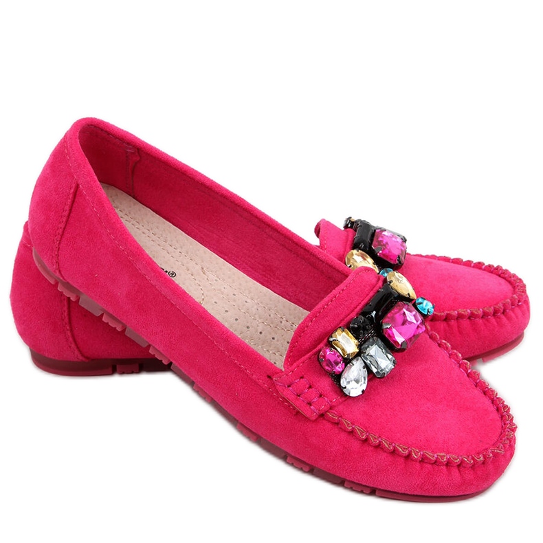Mocassins com pedras Megara Fuchsia rosa