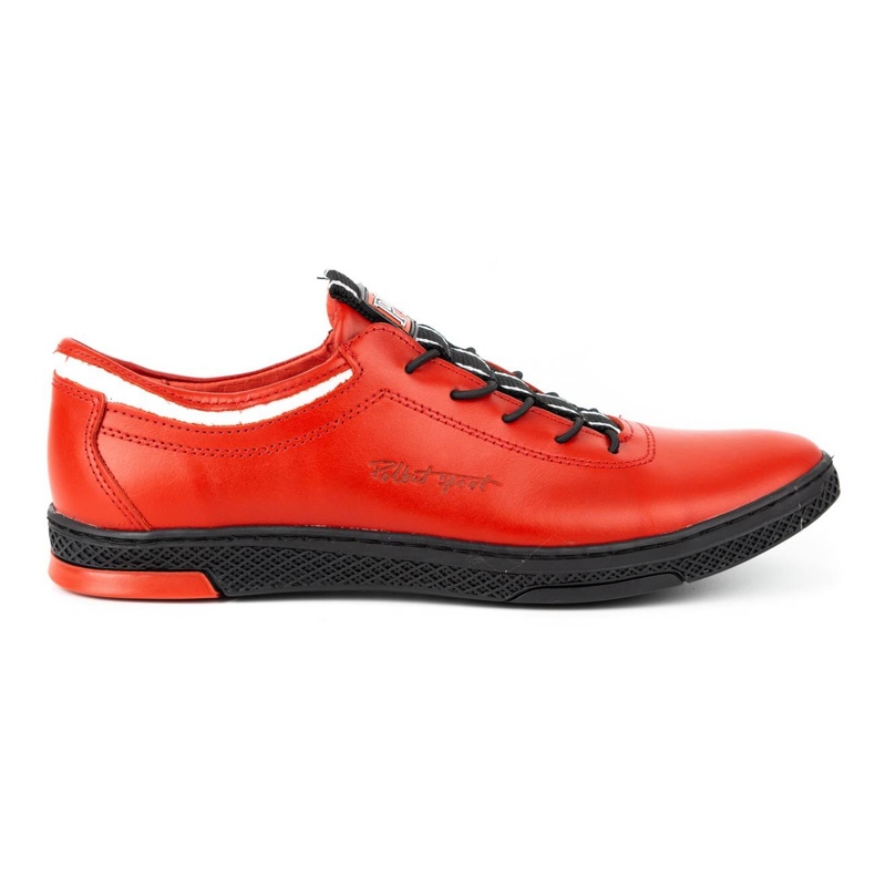 Polbut Sapatos casuais de couro masculino K23 vermelho com preto