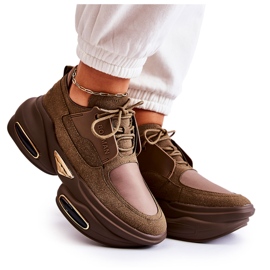 PS1 Tênis esportivo feminino Khaki New Horizon marrom