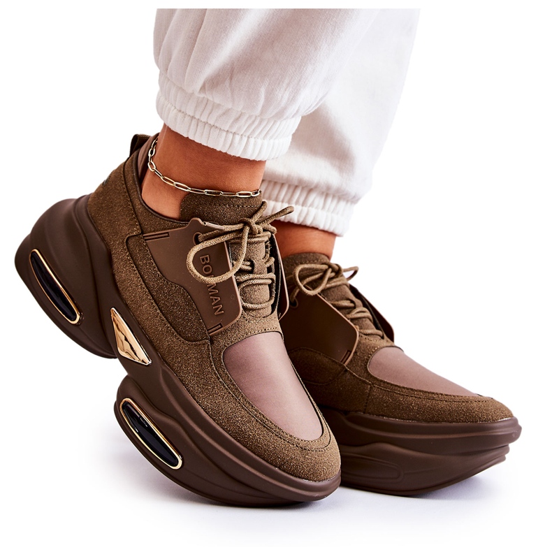 PS1 Tênis esportivo feminino Khaki New Horizon castanho