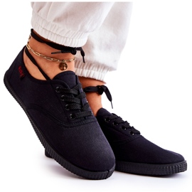 PE1 Tênis feminino clássico com amarração preta Dellis preto