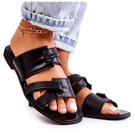 Chinelos femininos de couro confortáveis ​​Maciejka 05549-01 preto