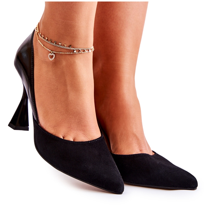 PA2 Sapatos de couro elegantes em Spitz Black Mailla preto