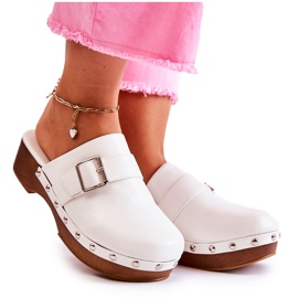 FS1 Chinelos femininos tamancos no calcanhar branco Ivette FS1 Chinelos femininos tamancos no calcanhar branco Ivette