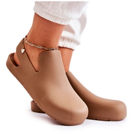 FS1 Tamancos de borracha Meriko marrons na moda marrom