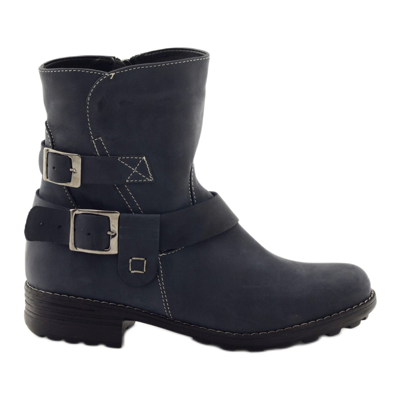 Botas femininas de couro de inverno Gregors 544, azul marinho