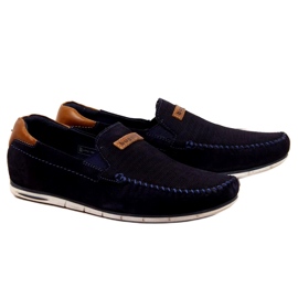Mocassim de couro Bugatti M HH153084 azul marinho marrom azul-marinho