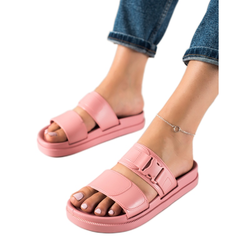 SHELOVET Chinelos rosa com fivela