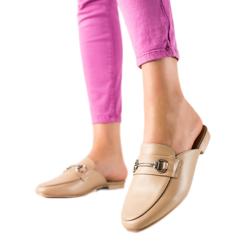 SHELOVET mocassins de chinelos bege