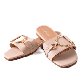 SHELOVET Chinelos elegantes com um ornamento bege