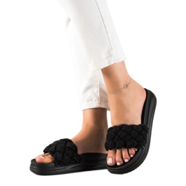Seastar chinelos pretos com cristais