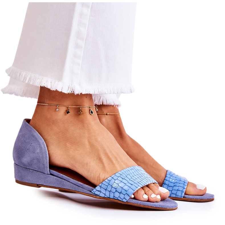 Sandálias azuis de couro Maciejka 1971-61 azul