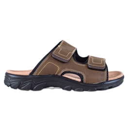 DK Chinelos Masculinos de Couro marrom