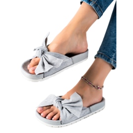 SHELOVET Chinelos da moda com um laço cinza