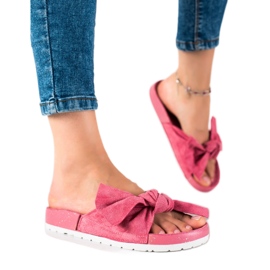 SHELOVET Chinelos da moda com um laço rosa