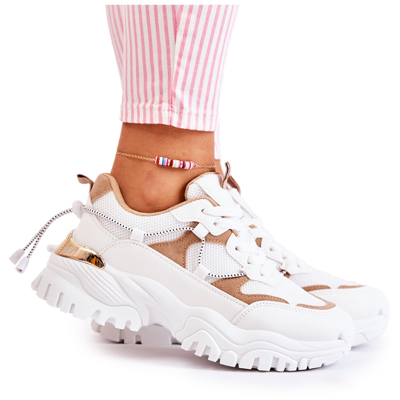 PM2 Tênis Têxtil da Moda Bege e Branco Amariso