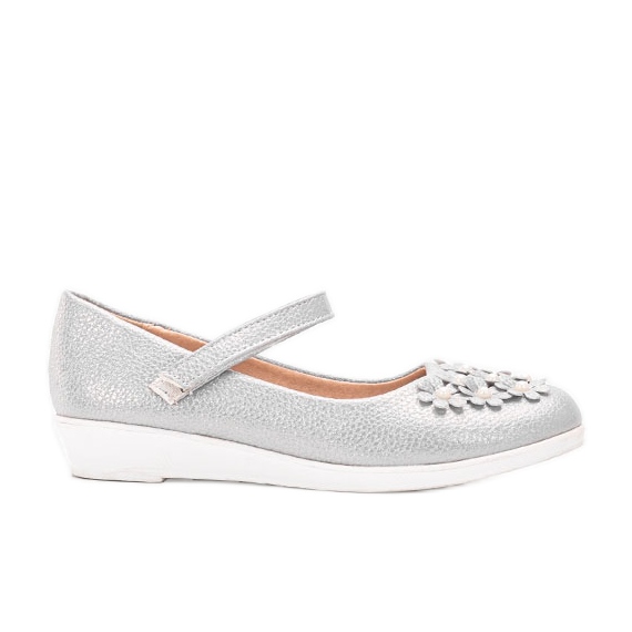 Bailarinas brilhantes cinzentas para crianças Alaja prata