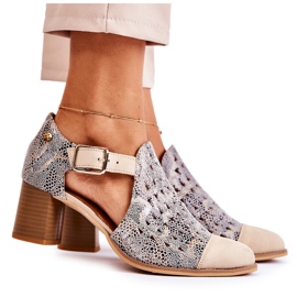 Botins femininos de couro vazado Maciejka 04962-04 bege